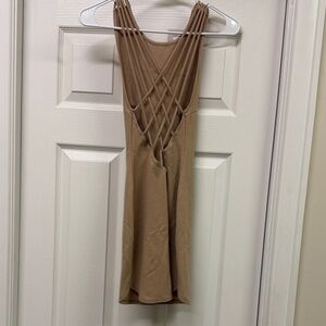 Elegant Tan Sleeveless Dress